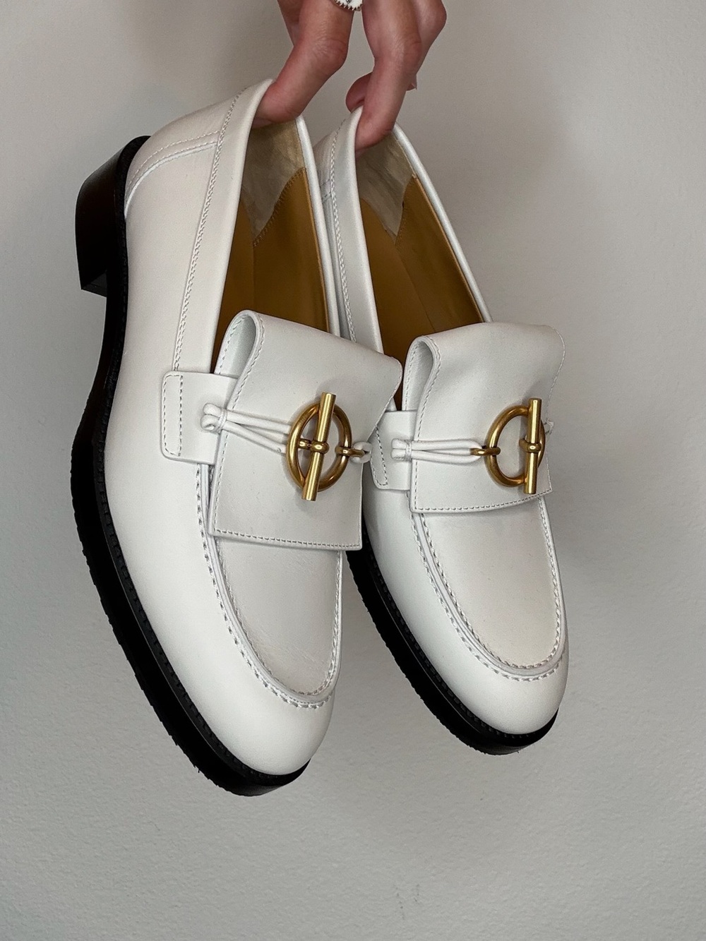 Hermes Impact Loafers in Bone with Gold Hardware